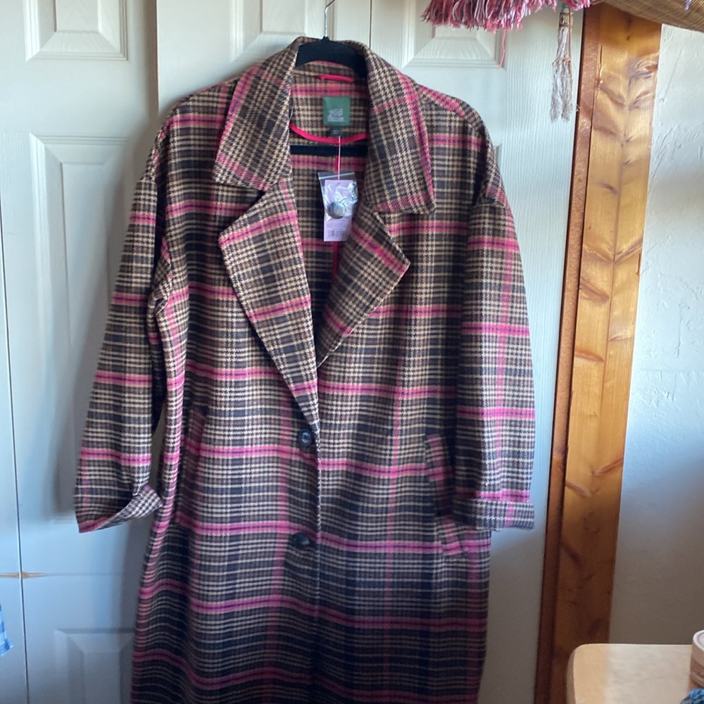 NWT Wild Fable Wool Blend Single Breasted Tweed Medium Weight midi Coat -large - Picture 14 of 15